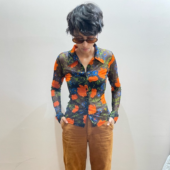 Floral Printed Top in net - Picture 3 of 7